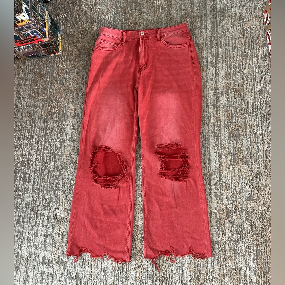 Vervet New 90s Vintage Style High Rise Crop Flare Jeans